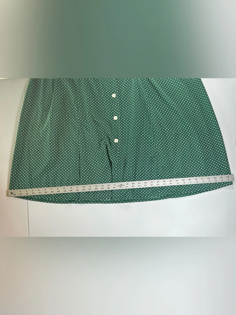 Vintage Collections Internationale Green Polka Dot Midi Skirt Button Front 18